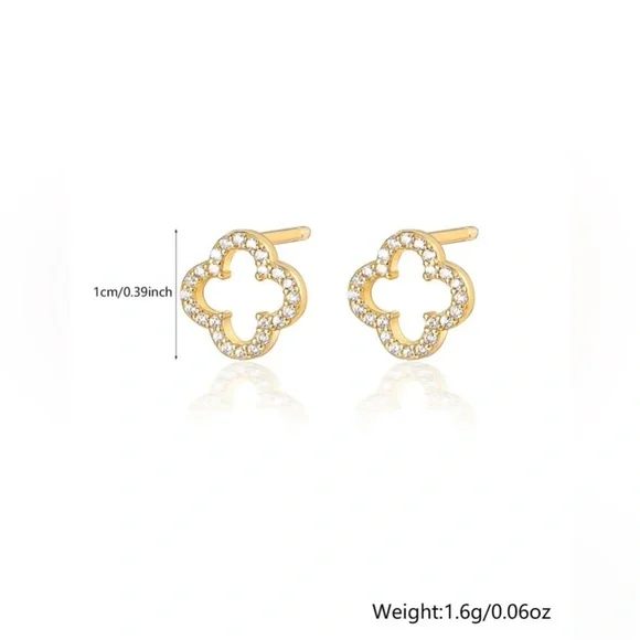 S925Stamped Silver Clover Design Earrings NWT - Picture 6 of 6